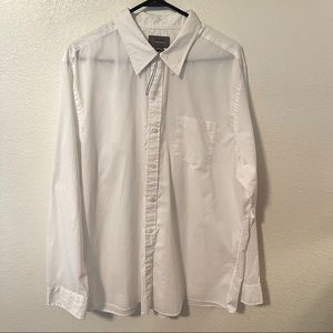 White Long Sleeve Button 1888 Saddlebred Washed Poplin XL